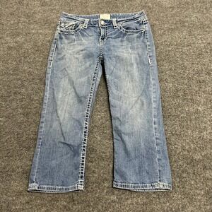 L.A. Idol USA Jeans Womens Size 9 Blue Denim Cropped Embellished Slim Fit Capri